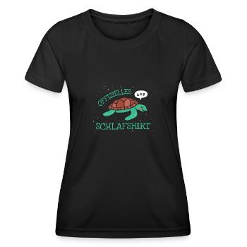 Offizielles Schlafshirt Schildkröte Schlafanzug - Frauen Funktions-T-Shirt - Schwarz - Vorne - AI Model Female 172 light (172cm)