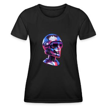 Robot, boule disco, tête de boule disco - T-shirt sport Femme - noir - Devant - AI Model Female 172 light (172cm)