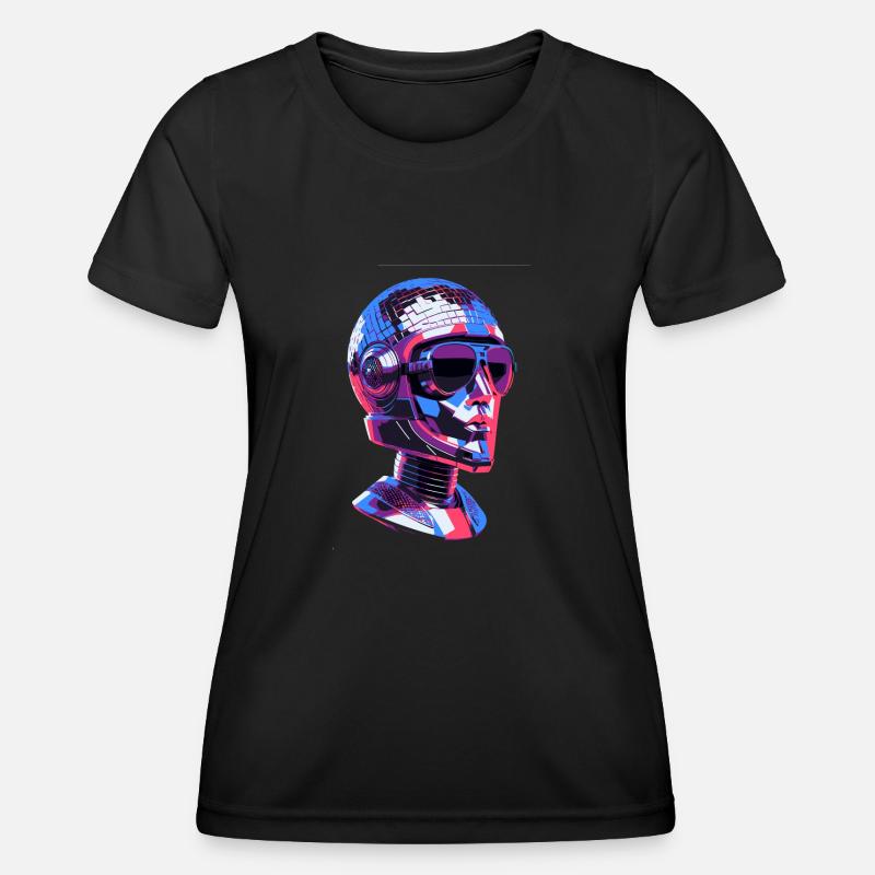 Robot,Disco Ball,Disco Ball Head - Women's Functional T-Shirt - black