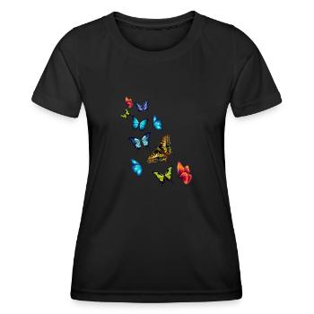 Mädchen Schöne Bunte Schmetterlinge - Frauen Funktions-T-Shirt - Schwarz - Vorne - AI Model Female 172 light (172cm)