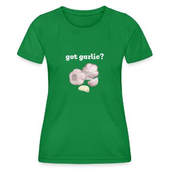 Cuisine amusante gousse d’ail oignons - T-shirt sport Femme - vert - Devant - AI Model Female 172 dark (172cm)