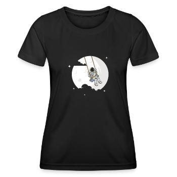Astronaut Mond Schaukel Junge Mädchen Kosmonaut - Frauen Funktions-T-Shirt - Schwarz - Vorne - AI Model Female 172 light (172cm)