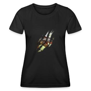 Trex Dinosaurier Zerrissene Klaue Dino - Frauen Funktions-T-Shirt - Schwarz - Vorne - AI Model Female 172 light (172cm)