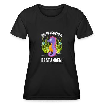 Hippocampe insigne de natation réussi - T-shirt sport Femme - noir - Devant - AI Model Female 172 light (172cm)