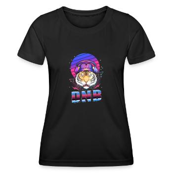 Drum Bass Tiger Elektronische Musik Vaporwave - Frauen Funktions-T-Shirt - Schwarz - Vorne - AI Model Female 172 light (172cm)