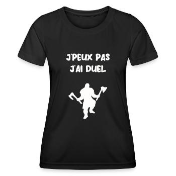 J’peux pas j’ai duel - T-shirt sport Femme - noir - Devant - AI Model Female 172 light (172cm)