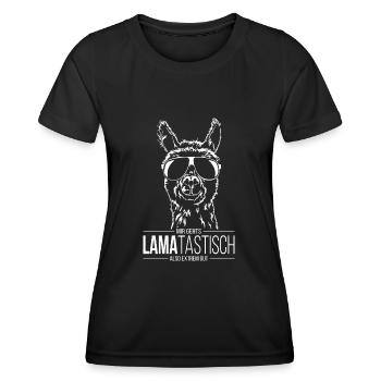 LAMATASTISCH Lama Alpaka Spruch Tier Wilsigns - Frauen Funktions-T-Shirt - Schwarz - Vorne - AI Model Female 172 light (172cm)
