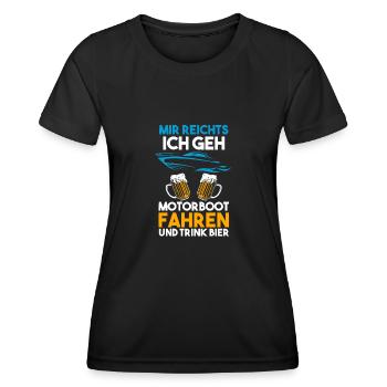 Motorboot Bier Bootsbesitzer Geschenk - Frauen Funktions-T-Shirt - Schwarz - Vorne - AI Model Female 172 light (172cm)