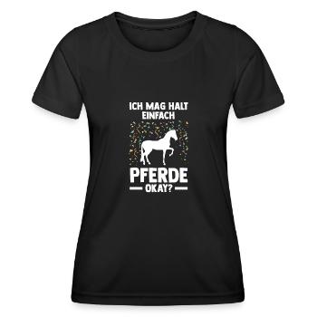 Reiten Pferd Pferdesport Geschenk - Frauen Funktions-T-Shirt - Schwarz - Vorne - AI Model Female 172 light (172cm)