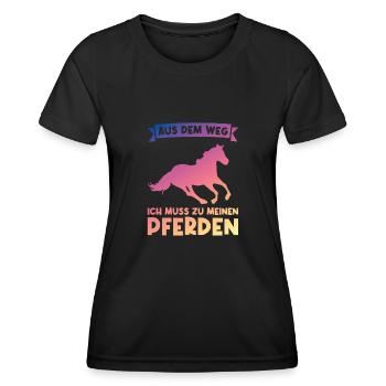 Reiterin Pferd Pferdesport Geschenk - Frauen Funktions-T-Shirt - Schwarz - Vorne - AI Model Female 172 light (172cm)