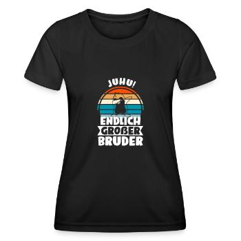 Großer Bruder Pinguin Grosser Bruder Geschenk - Frauen Funktions-T-Shirt - Schwarz - Vorne - AI Model Female 172 light (172cm)