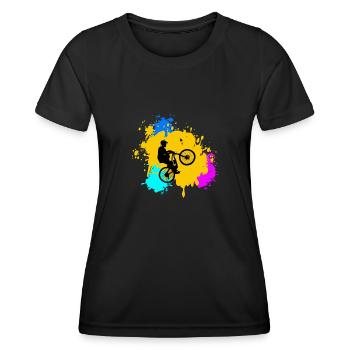 Mountainbike Rennen Radrennen Geschenk - Frauen Funktions-T-Shirt - Schwarz - Vorne - AI Model Female 172 light (172cm)