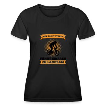 Mountainbike Downhill Radsport Geschenk - Frauen Funktions-T-Shirt - Schwarz - Vorne - AI Model Female 172 light (172cm)