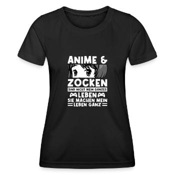 Anime Zocken Otaku Geschenk - Frauen Funktions-T-Shirt - Schwarz - Vorne - AI Model Female 172 light (172cm)