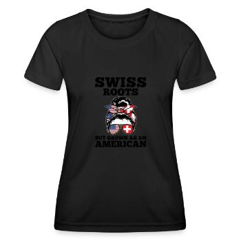 Schweizer Schweizer Schweiz Geschenk - Frauen Funktions-T-Shirt - Schwarz - Vorne - AI Model Female 172 light (172cm)