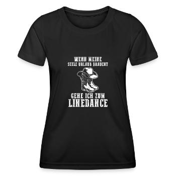 Linedance Western Line Dance Geschenk - Frauen Funktions-T-Shirt - Schwarz - Vorne - AI Model Female 172 light (172cm)