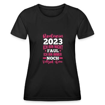 Rentnerin 2023 Oma Rentnerin Geschenk - Frauen Funktions-T-Shirt - Schwarz - Vorne - AI Model Female 172 light (172cm)