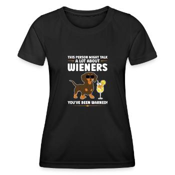 dachshund wiener wiener geschenk - Frauen Funktions-T-Shirt - Schwarz - Vorne - AI Model Female 172 light (172cm)