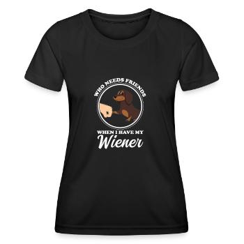 dachshund wiener wiener geschenk - Frauen Funktions-T-Shirt - Schwarz - Vorne - AI Model Female 172 light (172cm)