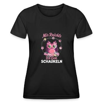 Eule Vogel Schaukeln Geschenk - Frauen Funktions-T-Shirt - Schwarz - Vorne - AI Model Female 172 light (172cm)