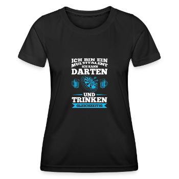 Darten Trinken Dartspieler Geschenk - Frauen Funktions-T-Shirt - Schwarz - Vorne - AI Model Female 172 light (172cm)