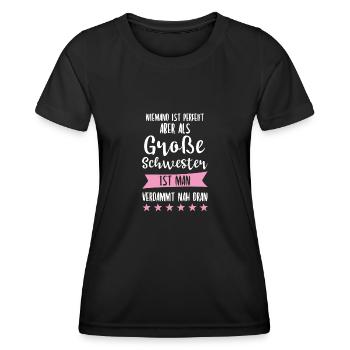 Große Schwester Familie Grosse Schwester Geschenk - Frauen Funktions-T-Shirt - Schwarz - Vorne - AI Model Female 172 light (172cm)