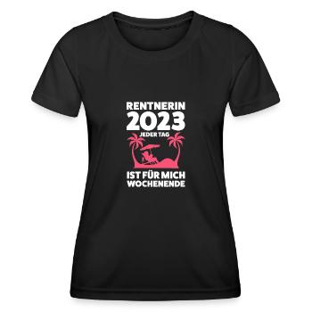 Rentnerin 2023 Rente Rentnerin Geschenk - Frauen Funktions-T-Shirt - Schwarz - Vorne - AI Model Female 172 light (172cm)