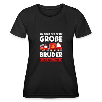 Großer Bruder Feuerwehr Grosser Bruder Geschenk - Frauen Funktions-T-Shirt - Schwarz - Vorne - AI Model Female 172 light (172cm)