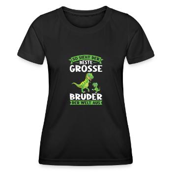 Großer Bruder Dinosaurier Grosser Bruder Geschenk - Frauen Funktions-T-Shirt - Schwarz - Vorne - AI Model Female 172 light (172cm)