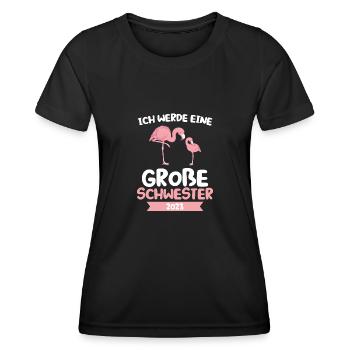 Große Schwester Flamingo Grosse Schwester Geschenk - Frauen Funktions-T-Shirt - Schwarz - Vorne - AI Model Female 172 light (172cm)