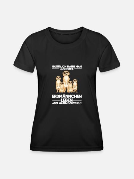 Tiere Erdmännchen Erdmännchene Geschenk - Frauen Funktions-T-Shirt - Schwarz