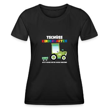 Schulkind Traktor Schulbeginn Geschenk - Frauen Funktions-T-Shirt - Schwarz - Vorne - AI Model Female 172 light (172cm)