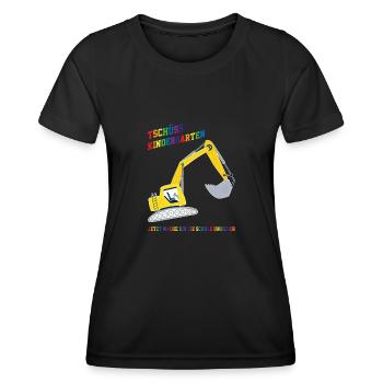 Schulkind Bagger Schulbeginn Geschenk - Frauen Funktions-T-Shirt - Schwarz - Vorne - AI Model Female 172 light (172cm)
