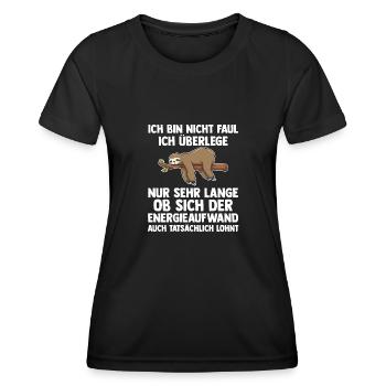 Faultier Faul Fauler Geschenk - Frauen Funktions-T-Shirt - Schwarz - Vorne - AI Model Female 172 light (172cm)