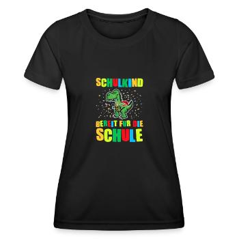 Schulkind Dino Schulanfänger Geschenk - Frauen Funktions-T-Shirt - Schwarz - Vorne - AI Model Female 172 light (172cm)