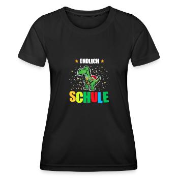 Schulkind Dino Schulbeginn Geschenk - Frauen Funktions-T-Shirt - Schwarz - Vorne - AI Model Female 172 light (172cm)
