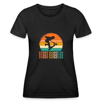 Stunt Scooter Retro Design Stunt Scooter Geschenk - Frauen Funktions-T-Shirt - Schwarz - Vorne - AI Model Female 172 light (172cm)