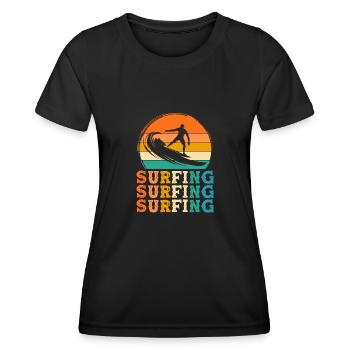 surfen Retro-Design surfen Geschenk - Frauen Funktions-T-Shirt - Schwarz - Vorne - AI Model Female 172 light (172cm)