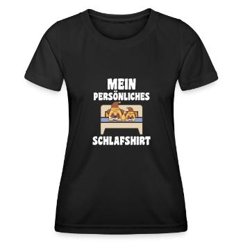 Schlafanzug Mops Nachthemd Geschenk - Frauen Funktions-T-Shirt - Schwarz - Vorne - AI Model Female 172 light (172cm)