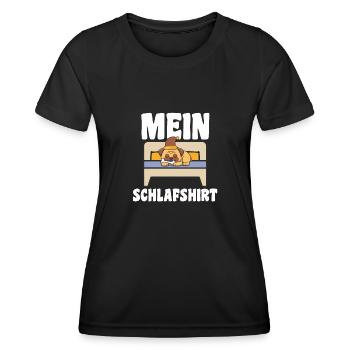 Schlafanzug Mops Schlafen Geschenk - Frauen Funktions-T-Shirt - Schwarz - Vorne - AI Model Female 172 light (172cm)