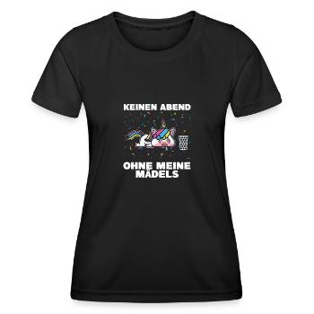 Schorle Einhorn Dubbeglas Geschenk - Frauen Funktions-T-Shirt - Schwarz - Vorne - AI Model Female 172 light (172cm)