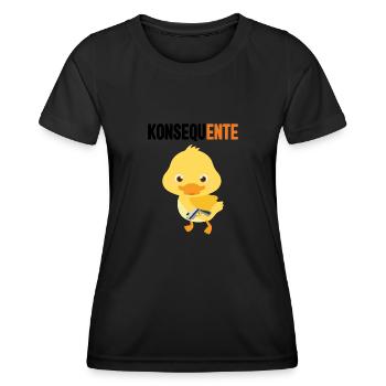 Lustig Ironie Ente Ente Sarkasmus Geschenk - Frauen Funktions-T-Shirt - Schwarz - Vorne - AI Model Female 172 light (172cm)