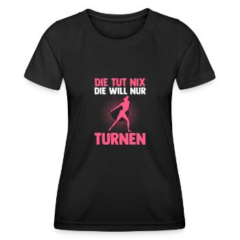 Turnen Mädchen Turnerin Geschenk - Frauen Funktions-T-Shirt - Schwarz - Vorne - AI Model Female 172 light (172cm)