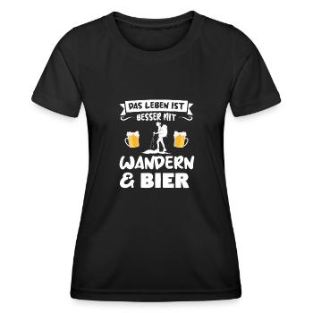 Wandern Bier Berg Geschenk - Frauen Funktions-T-Shirt - Schwarz - Vorne - AI Model Female 172 light (172cm)