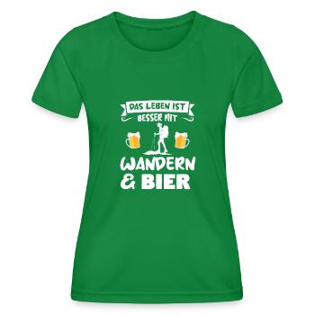Wandern Bier Berg Geschenk - Frauen Funktions-T-Shirt - Kelly Green - Vorne - AI Model Female 172 dark (172cm)