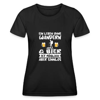 Wandern Bier Bergsteiger Geschenk - Frauen Funktions-T-Shirt - Schwarz - Vorne - AI Model Female 172 light (172cm)
