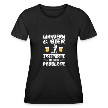 Wandern Bier Bergsteiger Geschenk - Frauen Funktions-T-Shirt - Schwarz - Vorne - AI Model Female 172 light (172cm)