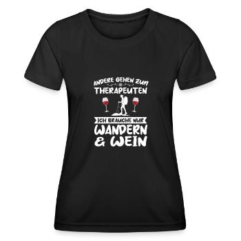 Wandern Wein Bergsteiger Geschenk - Frauen Funktions-T-Shirt - Schwarz - Vorne - AI Model Female 172 light (172cm)