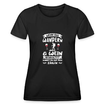 Wandern Wein Berge Geschenk - Frauen Funktions-T-Shirt - Schwarz - Vorne - AI Model Female 172 light (172cm)