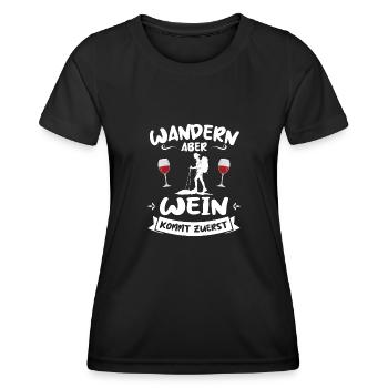 Wandern Wein Bergsteiger Geschenk - Frauen Funktions-T-Shirt - Schwarz - Vorne - AI Model Female 172 light (172cm)
